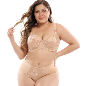 Conjunto de sujetador sexy con aros push-up de encaje de copa 3/4 talla grande y braguita de bikini, transpirable, sin costuras, de elastano/poliéster - Product Image 3