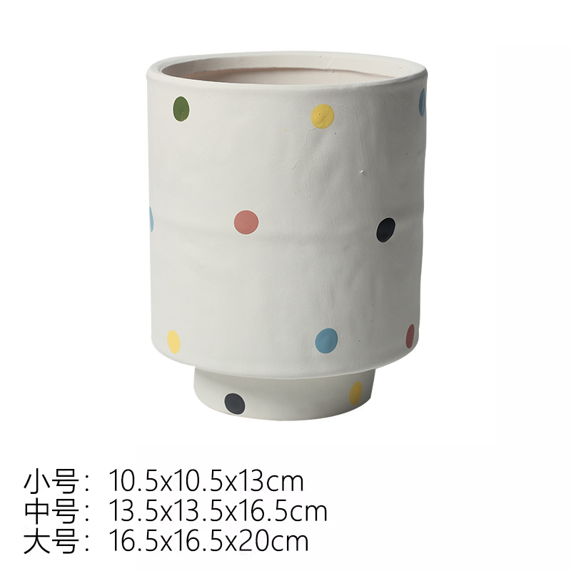 Ak099 high flower pot beige wave dot-without tray