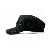 Gorras de Béisbol Deportivas de 5 Paneles con Logotipo Personalizado, Gorras Negras con Relieve Ajustables, Gorras AB