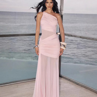 Robe de soirée asymétrique en maille froncée pour femme |   Agent d'approvisionnement FTS 1688 pour robes de cérémonie, approvisionnement en Chine, entrepôt de 30 jours