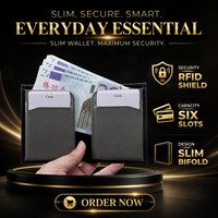 Dompet Pria Kulit Asli Tipis Khusus Anti RFID Model Lipat Pendek Multi Slot Kartu Grosir OEM