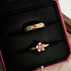 Chinese-style Enamel Flowers Open Adjust <b>Ring</b> Ethnic-style Embossed Flower <b>Ring</b> Luxury <b>Adjustable</b> Openwork Trendy <b>Ring</b> - Product Image 3