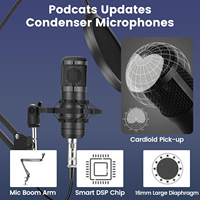 Pack d'équipement de podcast : 2 microphones à condensateur filaires XLR avec interface audio, changeur de voix, pour gamers, tout-en-un, suppression du bruit