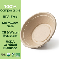 Bol en fibre de canne à sucre écologique jetable de 750 ml, compatible micro-ondes, pour pique-nique, boîte à lunch scolaire, événement d'entreprise