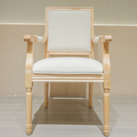 Chaises en bois de bras de nature de style européen de tissu de lin moderne bon marché de ventes directes d'usine pour la salle à manger