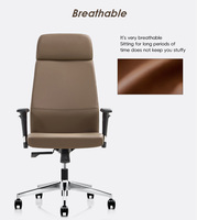 Chaises de bureau de direction de luxe durables et modernes pour réunions et études, pivotantes, dossier moyen, en cuir PU noir, base en aluminium, garantie 2 ans