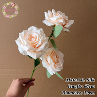 Rose artificielle rose poudré la plus vendue, 3 têtes, en soie, avec diamants, pour décoration de mariage, de remise de diplôme et de Noël
