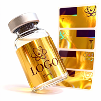 Étiquette de flacon holographique de marque personnalisée 2 ml 3 ml 5 ml 10 ml en verre vinyle cosmétique estampage à chaud adhésif permanent pharmacie blanc PET