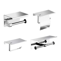 Porte-papier toilette double moderne avec étagère, accessoire de salle de bain antirouille