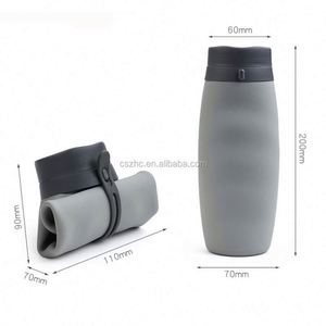 Sports Outdoor Cycling Folding Water Cup Kettle 600ml Collapsible Gel Silicone <b>Bottle</b> - Product Image 3