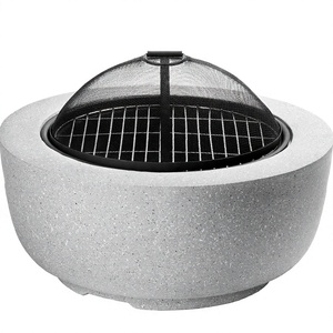 Table de foyer en acier aspect béton avec couvercle en maille pour le camping, le barbecue et le jardin - Product Image 4