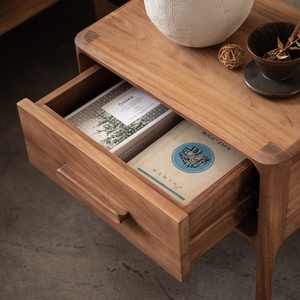 Muebles de Teca Importados con Subsidio Gubernamental, Multifuncionales, Mesa de Noche de Madera Maciza Pura, Estilo Nórdico Medio para Dormitorio Principal - Product Image 2