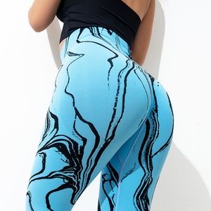 Leggings de sport personnalisés pour femmes, sans couture, taille haute, effet tie-dye, froncé push-up, pour fitness et yoga - Product Image 1