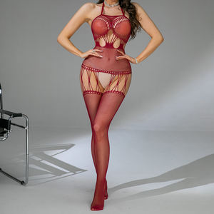 Nuisette Bas de corps en résille évidée <span class=keywords><strong>Grande</strong></span> <span class=keywords><strong>taille</strong></span> Sexy jarretelles ceinture bas femmes Sexy sans entrejambe Lingerie exotique - Product Image 3