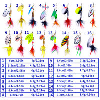 SPB101 Combo 16 pièces/sac, appâts multicolores en métal dur, cuillère, leurre de pêche, kit pour bar, truite, saumon, vente en gros
