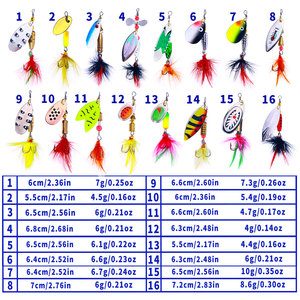 SPB101 Combo 16 pièces/sac, appâts multicolores en métal dur, cuillère, leurre de pêche, kit pour bar, truite, saumon, vente en gros - Product Image 2