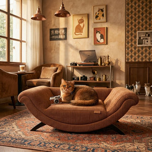 Sofá Moderno de Pana para Mascotas, Cama Premium para Perros y Gatos de Interior con Elegante Estilo de Mueble Curvo - Product Image 6