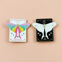 Broche Papillon Étoile Lune Dessin Animé Personnalisée, Épingle Décorative Géométrique Rotative en Alliage