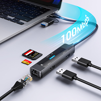 Lector de tarjetas USB OTG 5 en 1 Hub adaptador Ethernet USB C Hub con RJ45 100M 3,0 5Gbps 2,0 Puerto SD TF para ordenador PC móvil