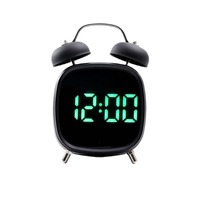 Réveil en métal multifonctionnel GH8032, grand réveil numérique à LED avec sonnerie extra forte, mode snooze pour chevet, bureau, maison, bureau