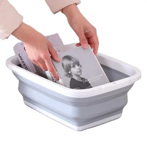 Contenitore Pieghevole in <span class=keywords><strong>Plastica</strong></span> PP per Stoccaggio Acqua, <span class=keywords><strong>Bacinella</strong></span> Rettangolare 6-10L per Lavaggio Frutta e Verdura - Product Image 1