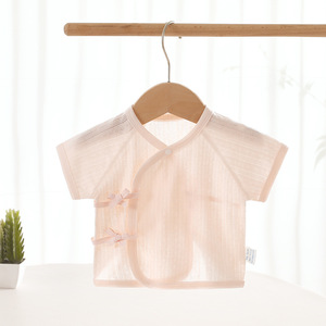 Blouse mi-longue pour nouveau-né, été, coton fin, manches courtes, taille 52, vêtements tricotés unisexes - Product Image 4