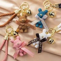 Porte-clés Ours Nœud Papillon en Fil de Résine Léger, Style Dessin Animé, Impression Numérique, Cadeau de Couple, Pendentif Clé, Vente en Gros, Célèbre sur Internet