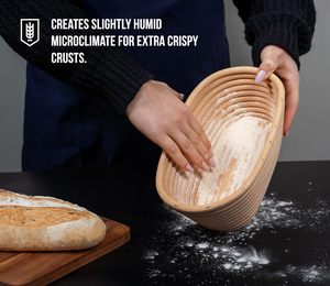 Panier <span class=keywords><strong>de</strong></span> levage en rotin avec doublure, fait main, pour pain au levain, panier à pain en osier - Product Image 4