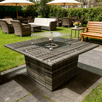 Ensemble de mobilier d'extérieur moderne avec foyer, en rotin, osier et aluminium, pour jardin et terrasse, comprenant un canapé et un ensemble de conversation