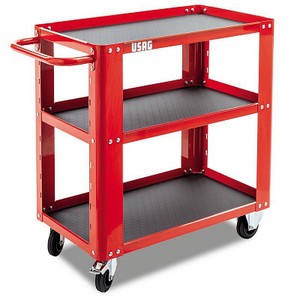 Chariot à outils Usag 901x452x849 mm en acier thermolaqué rouge, chariot de rangement mobile à quatre roues - Product Image 1