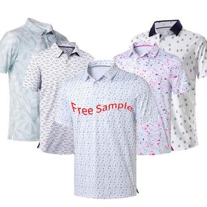 Golf luxueux pour hommes pour chemise 80% Polyester 20% Spandex tissé imprimé à séchage rapide écologique respirant à manches courtes régulier - Product Image 1