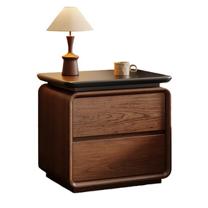 New Solid Wood Storage <strong>Bedside</strong> <strong>Table</strong> with 2 Drawers Modern <strong>Retro</strong> Style Simple Design for Small Bedroom and Living Room - Product Image 5