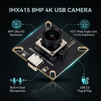Module de caméra USB IMX415 8MP 4K Type B avec deux micros 93.5 °   Objectif grand angle à faible distorsion (-0,4%) USB2.0 Plug & Play