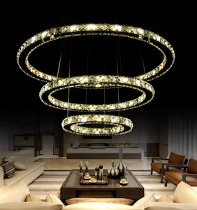 Hanging Lamp Black Modern <b>Large</b> Ring Circle Long Glass Ball Pendant <b>Light</b> Long Stair for Stairways - Product Image 1