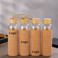 Bouteille en verre transparente minimaliste de haute qualité, vide, cylindrique, 500 ml, écologique, portable, pour lait/jus/thé, logo personnalisé