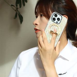 Custom Magnetic <b>Phone</b> Grip Stand 360 Degree Rotation Metal Foldable Pearl <b>Mobile</b> <b>Phone</b> Buckle Finger Grip Ring - Product Image 4