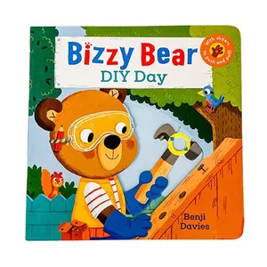 Livros educacionais infantis, livros de tabuleiro personalizado de séries de urso bizzy para crianças