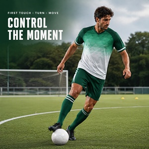 Set Completo Divisa da Calcio <span class=keywords><strong>Verde</strong></span> <span class=keywords><strong>Smeraldo</strong></span> Geometrica all'Ingrosso, <span class=keywords><strong>Maglia</strong></span> e Pantaloncini in Poliestere ad Asciugatura Rapida per Uomo, Kit per Partite di Squadra - Product Image 4