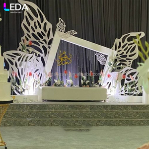 LEDA <b>Wedding</b> & Event Backdrop White Irregular Rectangular Background Wall Metal Hollowed-out Butterfly Wing Background <b>Frame</b> - Product Image 1
