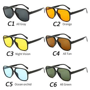 <span class=keywords><strong>Gafas</strong></span> de Sol de <span class=keywords><strong>Aviador</strong></span> Cuadradas con Doble Puente Vintage 2024 para Mujer y <span class=keywords><strong>Hombre</strong></span> Lentes de Sol Retro con Logo Personalizado 2026 - Product Image 3