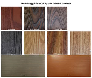 Lesfu-cubierta interior de <span class=keywords><strong>madera</strong></span> de roble sintético sincronizada, panel decorativo de alta presión, con textura de armario hpl - Product Image 2