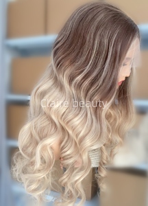 Parrucca frontale In pizzo In Stock per donne bianche naturali Ombre biondo Body Wave vergine capelli umani viscere In pizzo - Product Image 2