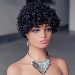 Günstige, beliebte, kleberlose <span class=keywords><strong>Pixie</strong></span>-Cut-Perücken aus brasilianischem Echthaar, kurze, lockige Perücken für schwarze Frauen - Product Image 5