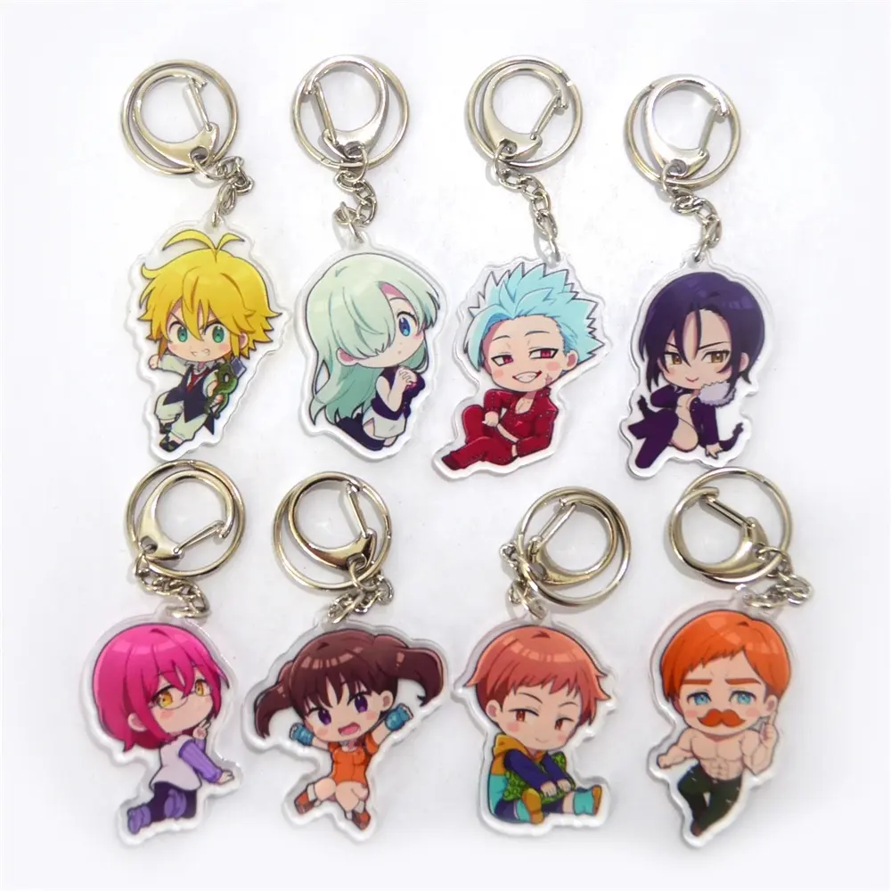 Chất lượng cao bảy Tội Lỗi chết người Anime meliodas nhân vật Mặt dây chuyền Acrylic Keychain meliodas Elizabeth liones Hawk Keychain