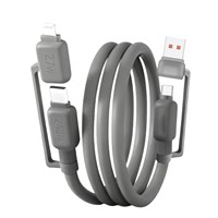 Câble de charge rapide 240W OEM/ODM 4-en-1 avec gaine en silicone orange, connecteurs USB-A/Type-C pour iOS