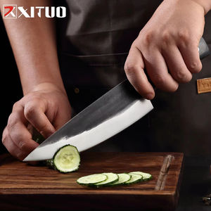 <span class=keywords><strong>Cuchillo</strong></span> de cocina forjado tradicional hecho a mano, <span class=keywords><strong>cuchillo</strong></span> de Chef Santoku, cuchillos de carnicero de acero revestidos multifuncionales, rebanar <span class=keywords><strong>carne</strong></span> y verduras - Product Image 6