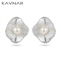 Boucles d'oreilles clous pour femmes en laiton plaqué argent avec tige en argent 925, perle tissée texturée, résistantes au ternissement, pour le bureau, vente en gros OEM