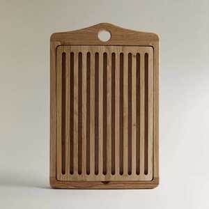 Support à pain en bambou perforé 38x24x2cm avec filtre à miettes, planche de découpe de cuisine pour toasts et sandwichs - Product Image 1