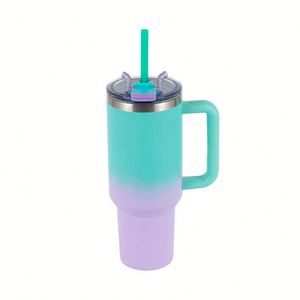 Gobelet de voyage personnalisé 40 oz pour voiture, vente chaude, tasse en acier inoxydable à double paroi avec poignée et paille, idéal pour un cadeau - Product Image 2
