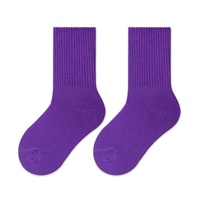 Chaussettes longues en coton pour bébés et enfants, couleurs unies, vente en gros, chaussettes d'anniversaire pour filles et garçons
